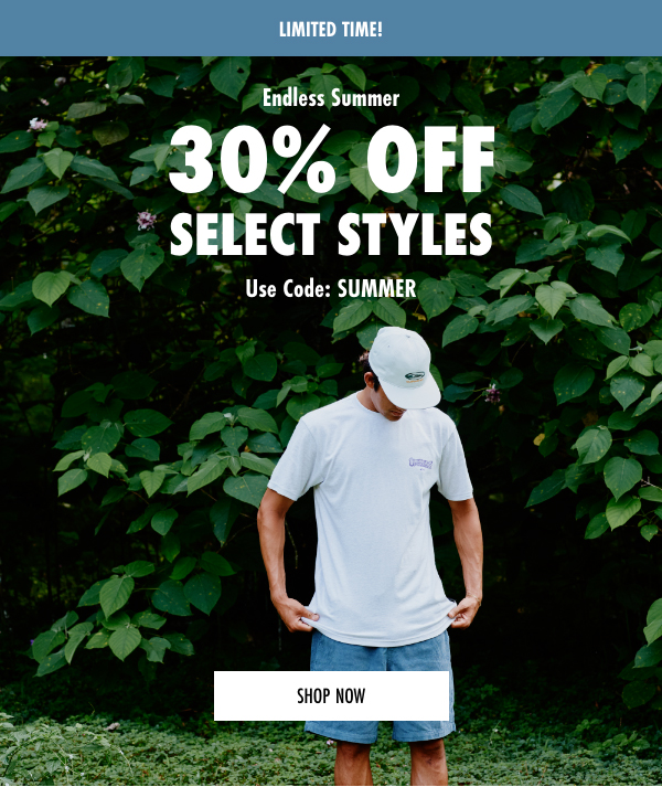 30% Off Select Styles