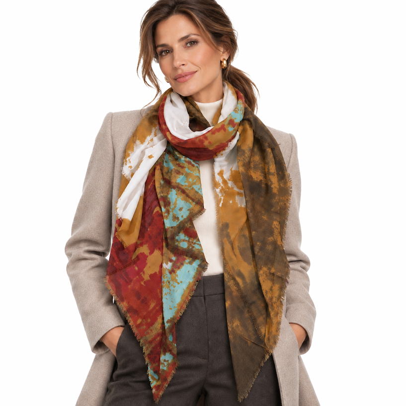 Cashmere Blend Watercolor Scarf lifestyle