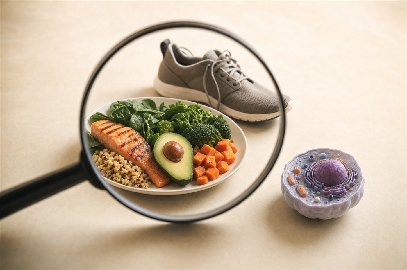 A healthy plate and daily walking, both labelled not enough on their own