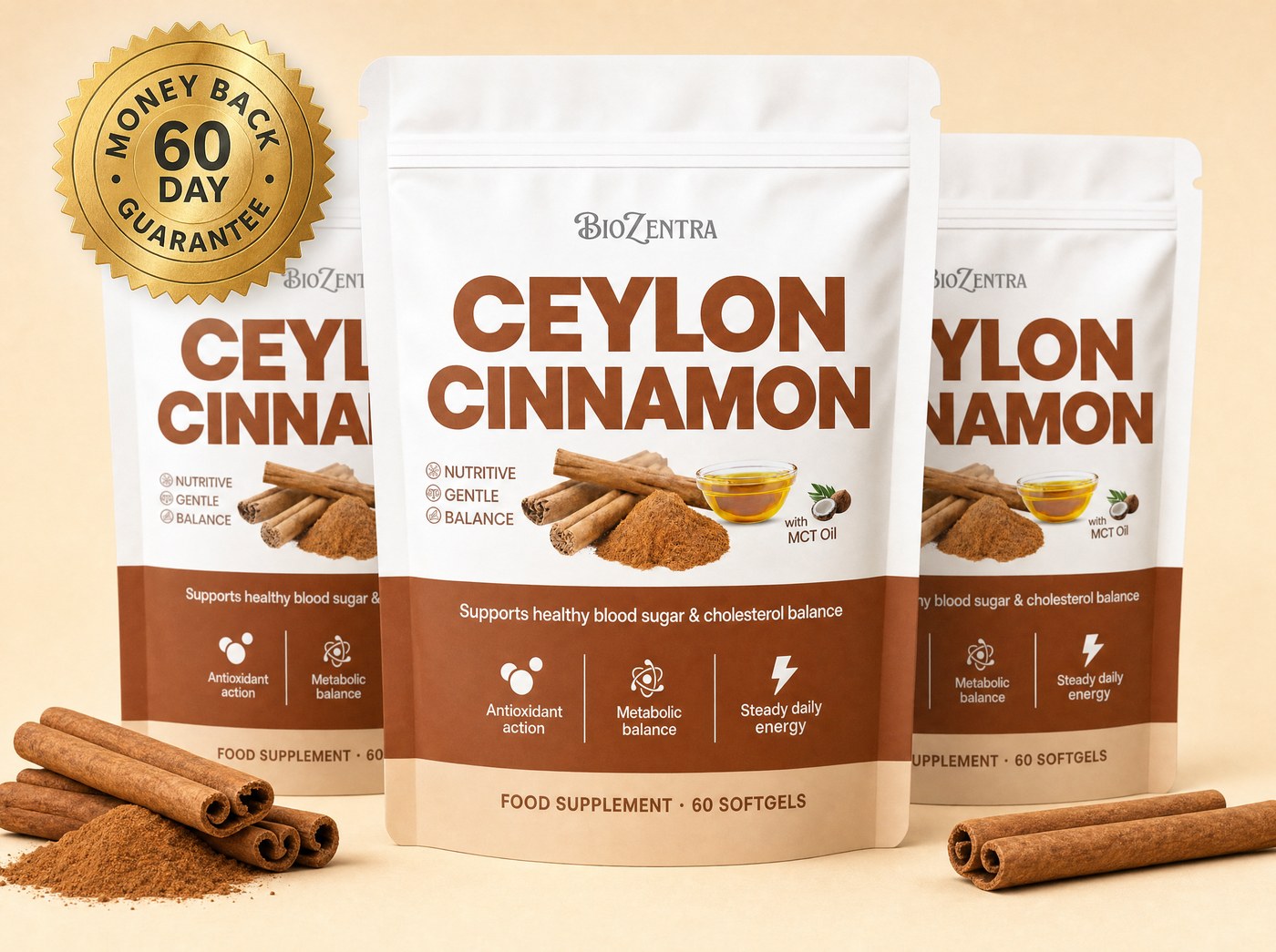 Biozentra Ceylon Cinnamon with 60-day money-back guarantee