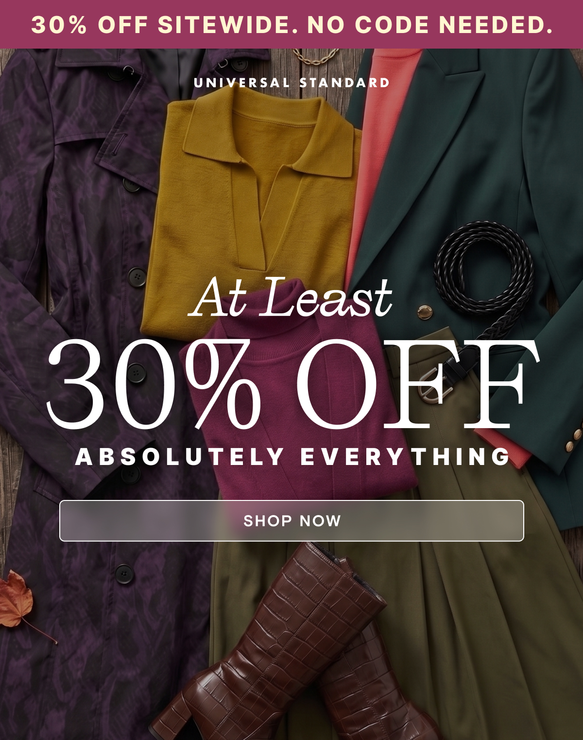 At least 30% off sitewide