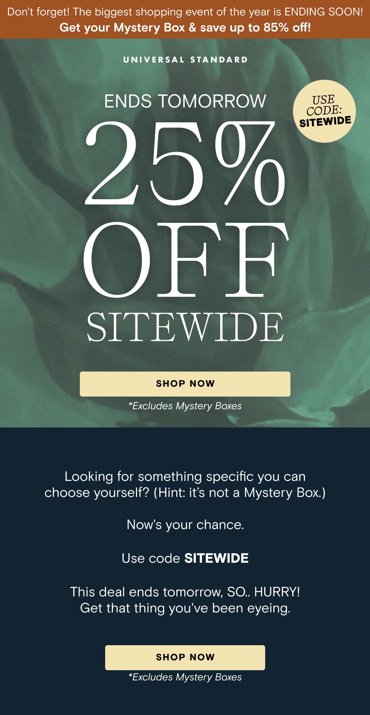 25% OFF Sitewide (excluding Mystery Box)