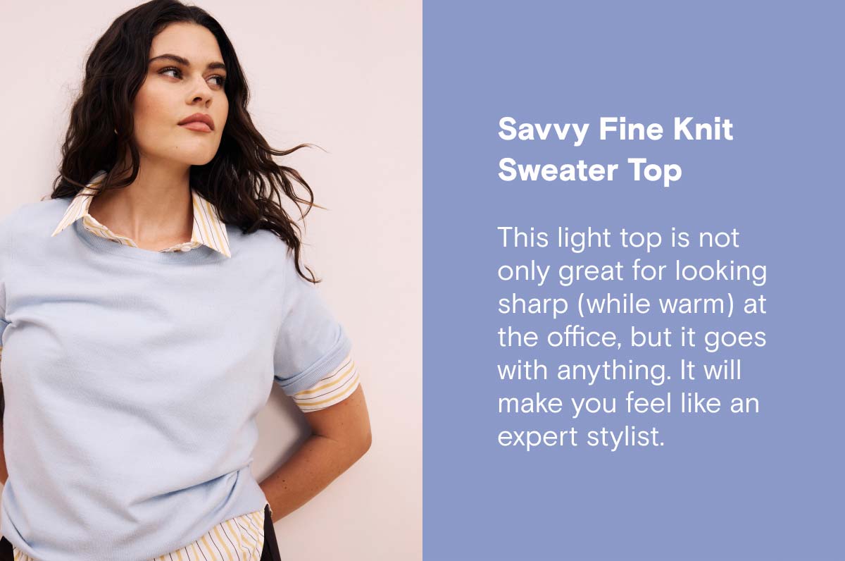 Savvy Fine Knit Sweater Top