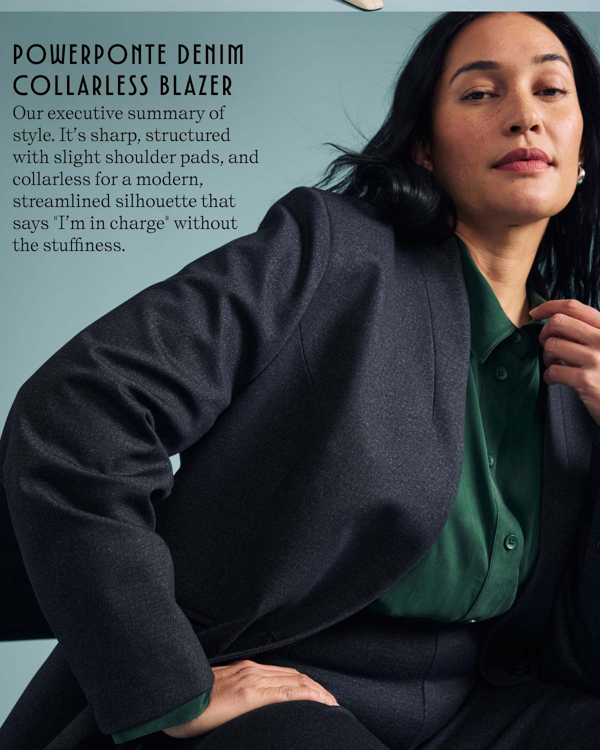 PowerPonte Dnim Collarless Blazer