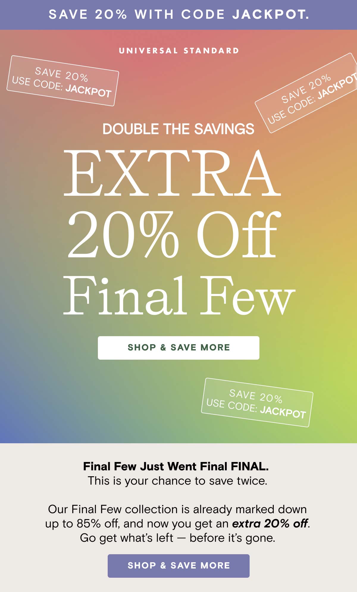 Extra 20% off with code JACKPOT