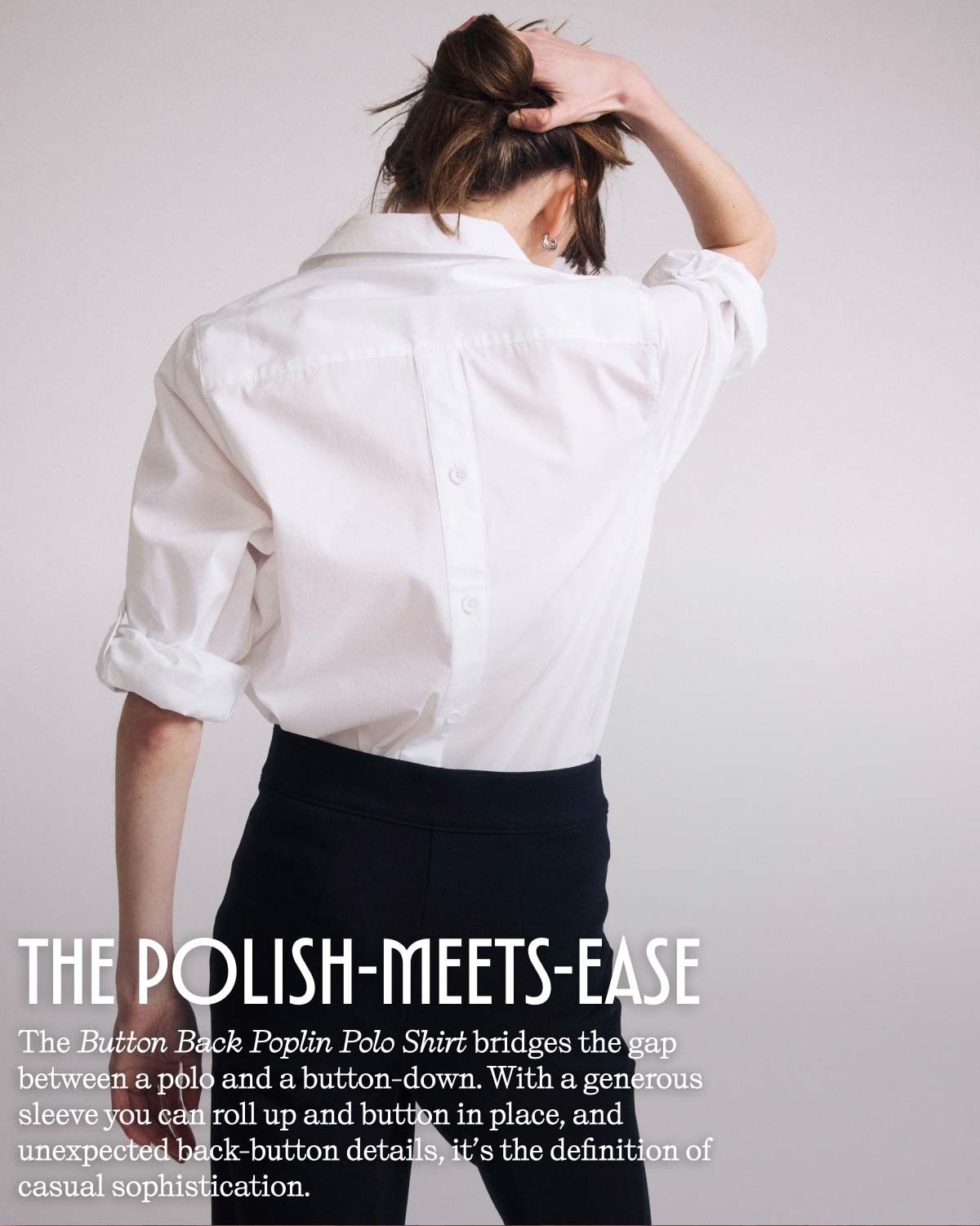 Button Back Poplin Polo Shirt