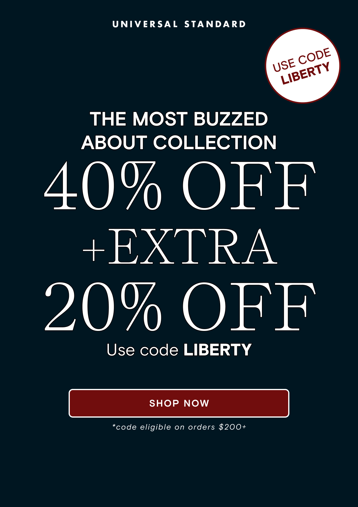 Use code Liberty for extra 20% off 