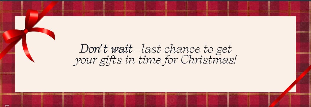 Last Chance to Get Xmas Delivery