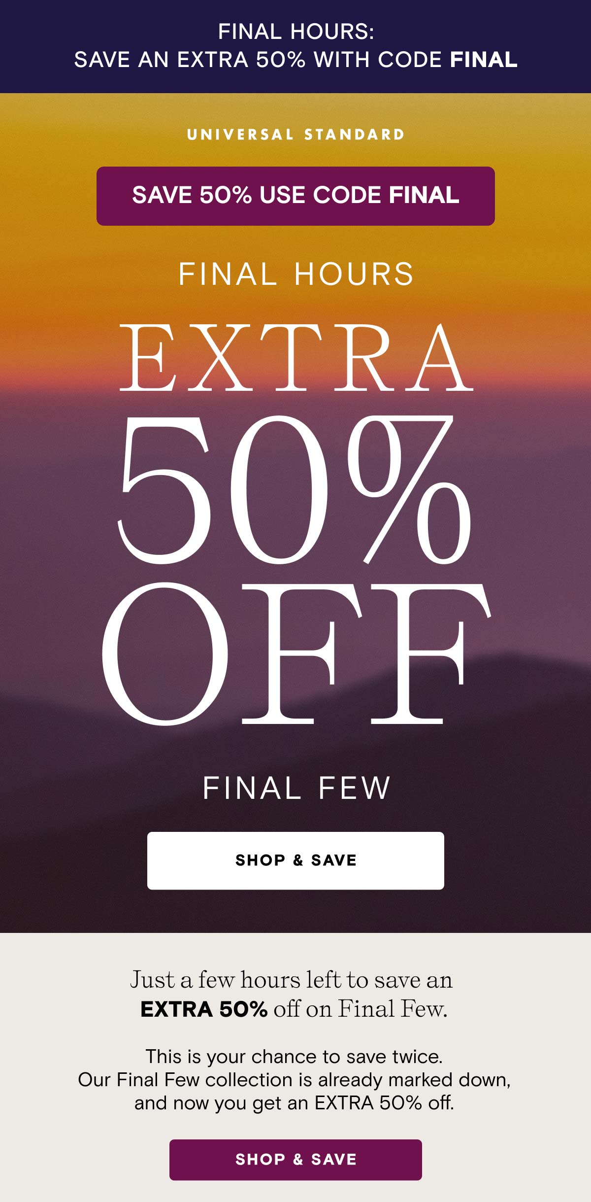 Extra 50% OFF Final Few