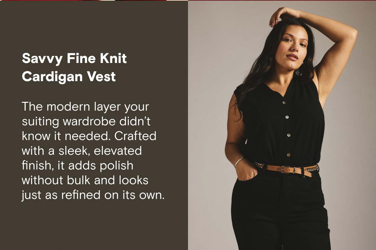 Savvy Fine Knit Cardigan Vest