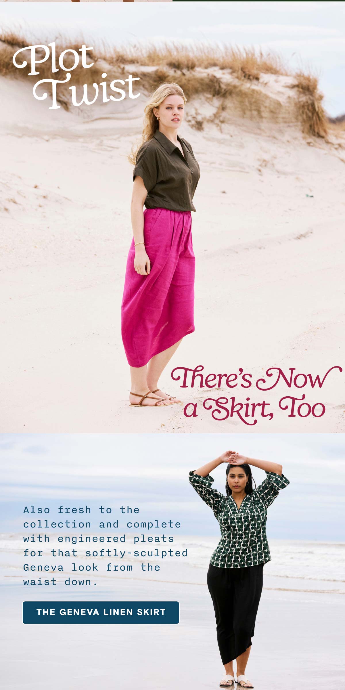 Geneva Skirt in Pink Linen