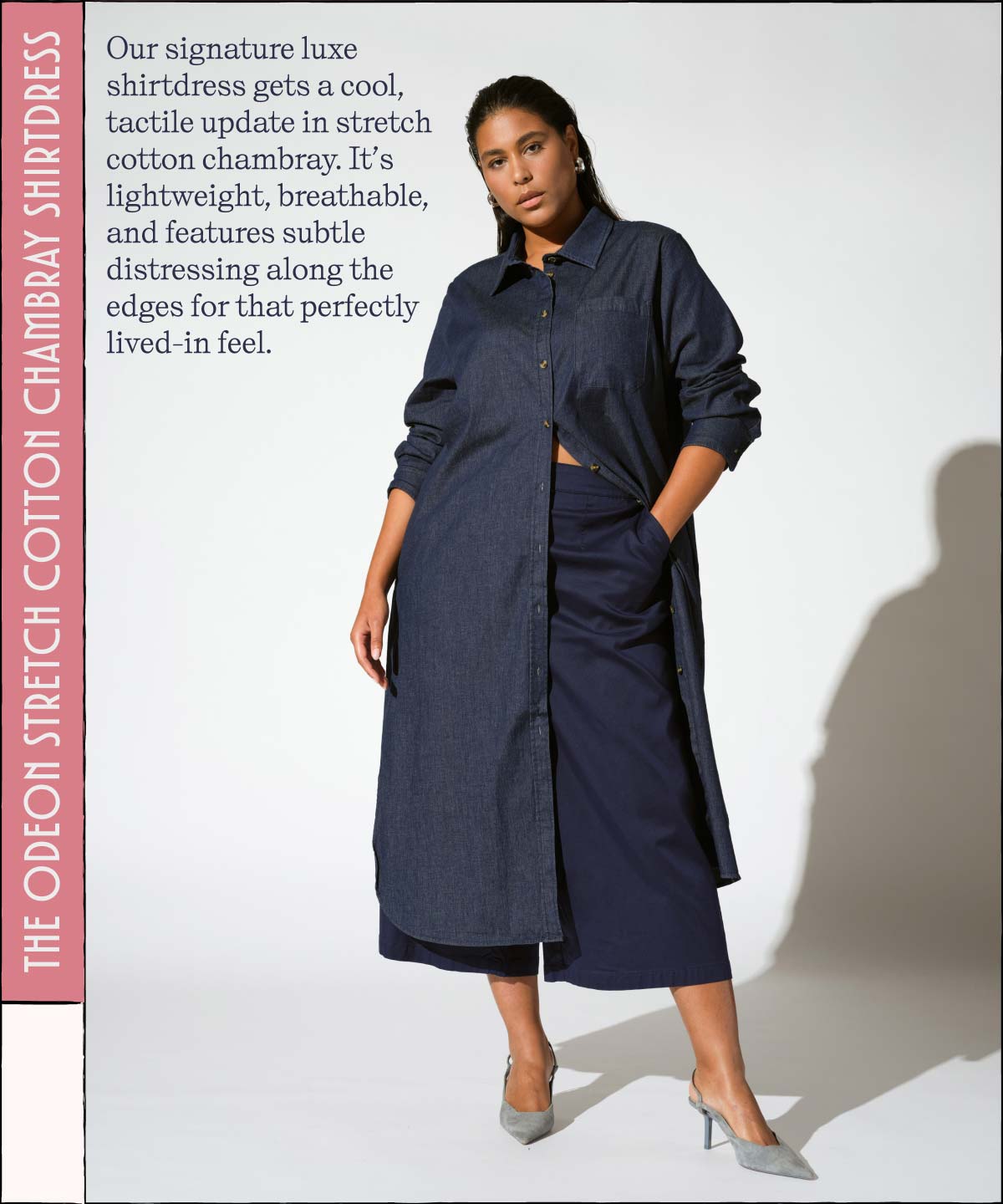 Odeon Stretch Cotton Chambray Shirtdress