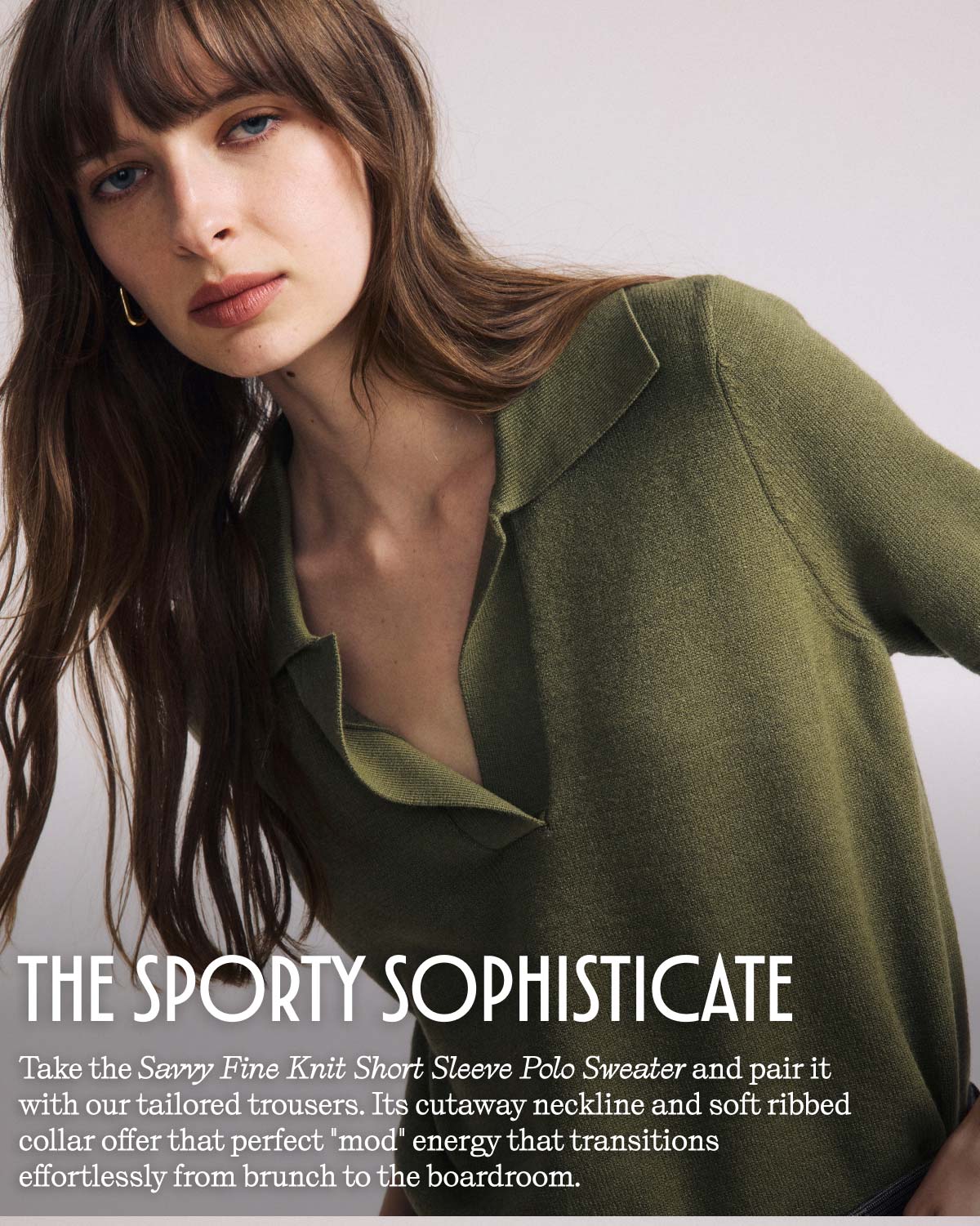 Savvy Fine Knit Short Sleeve Polo Sweater