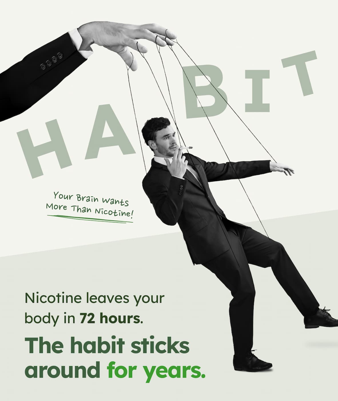 HABIT | Your Brain Wants More Than Nicotine! Nicotine leaves your body in 72 hours. The habit sticks around for years.