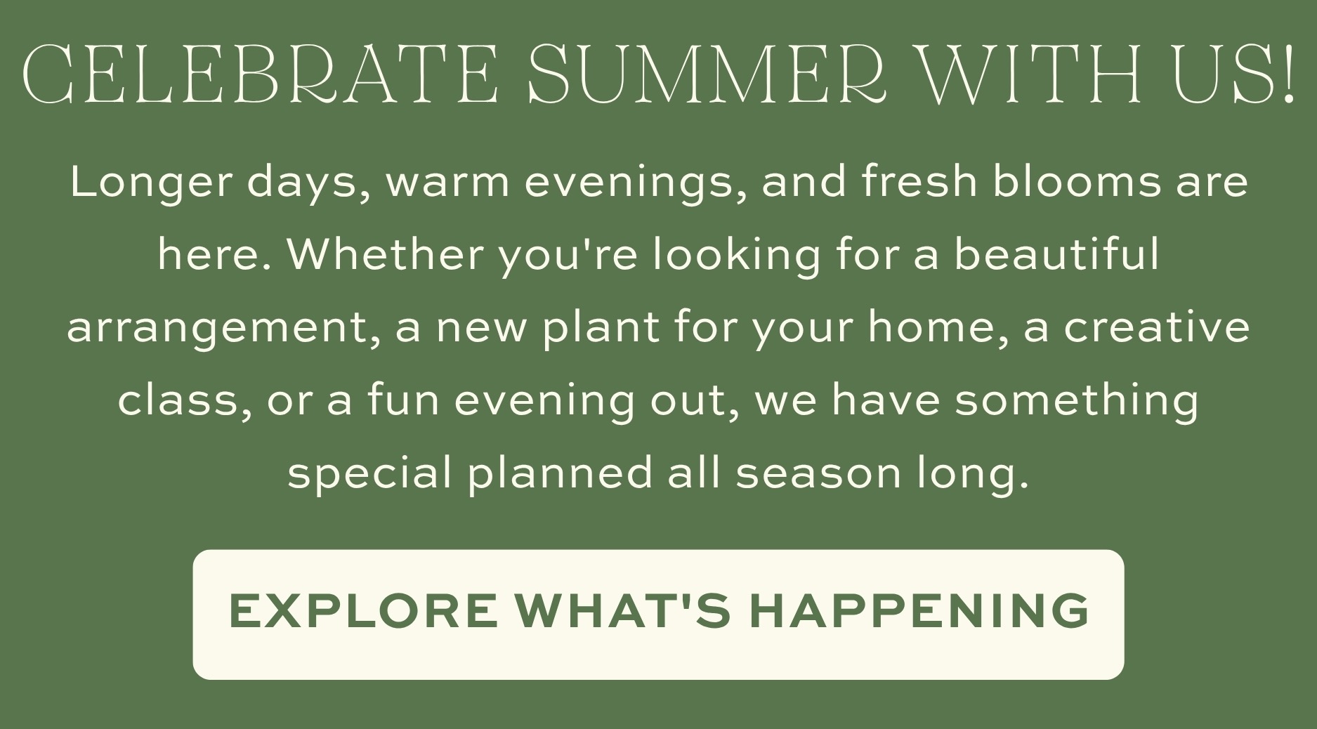 Summer events at Blossom & Vine featuring Artist's Night with local artwork, creative activities, refreshments, and community gathering opportunities