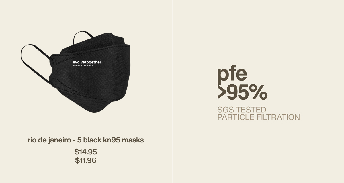 rio de janeiro - 5 black KN95 masks  | $11.96 | PFE > 95% | SGS Tested Particle Filtration