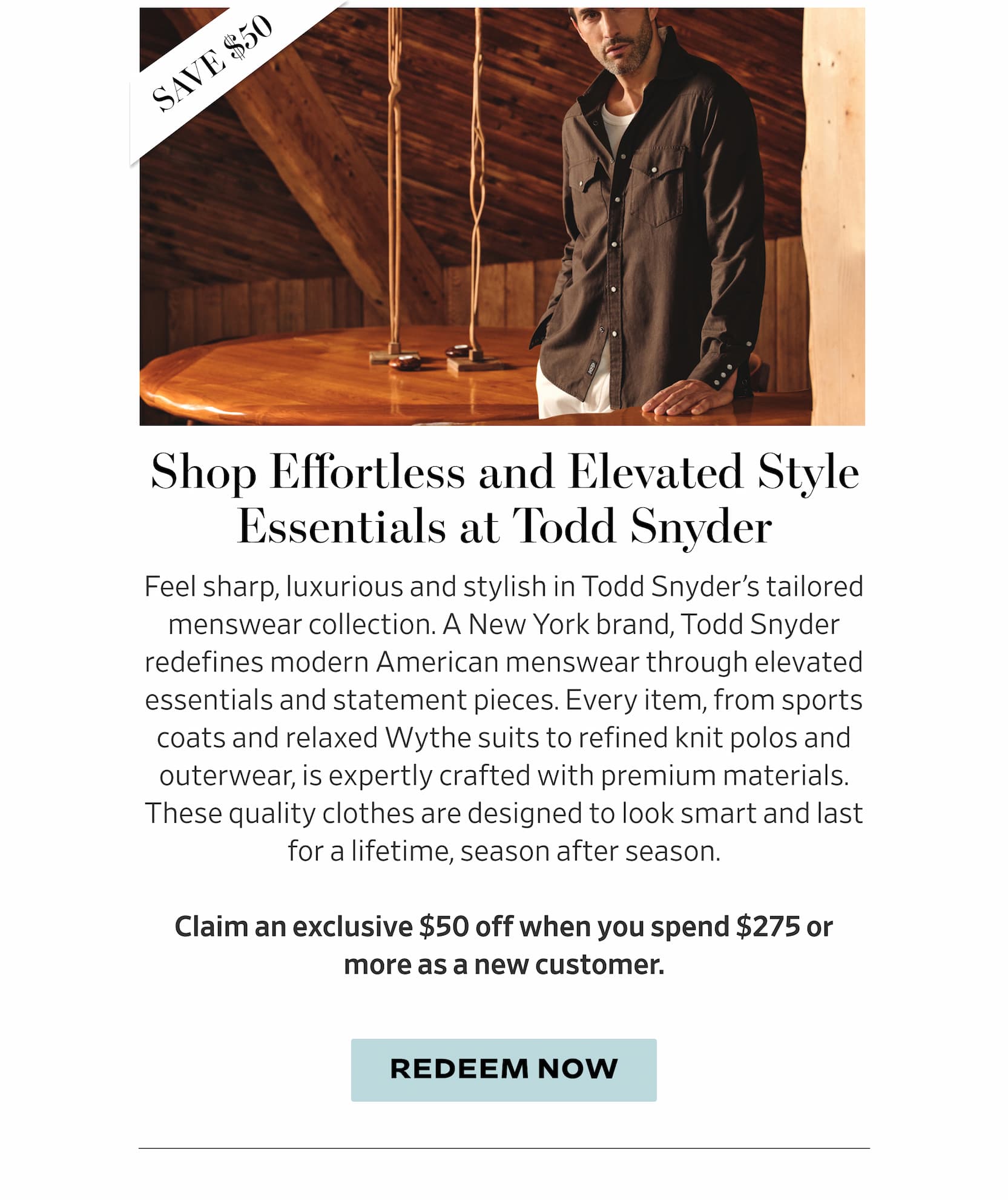 Save $50 at Todd Snyder