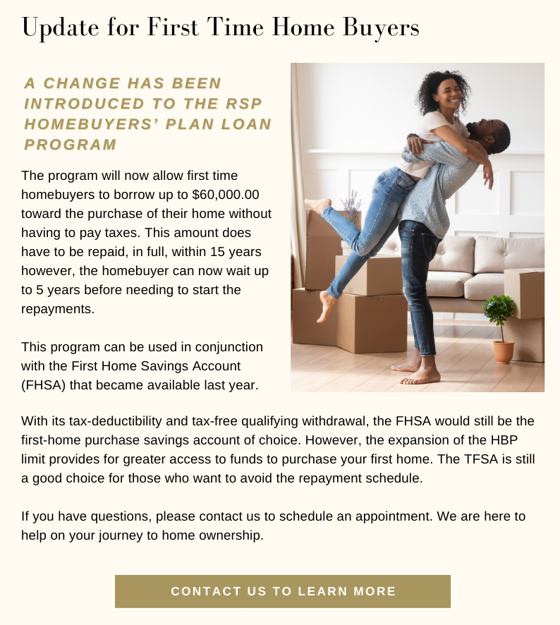 Update for First Time Home Buyers