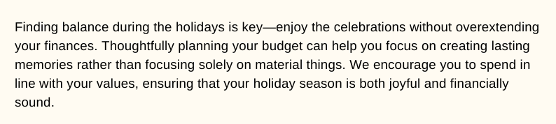 how to budget for the holidays