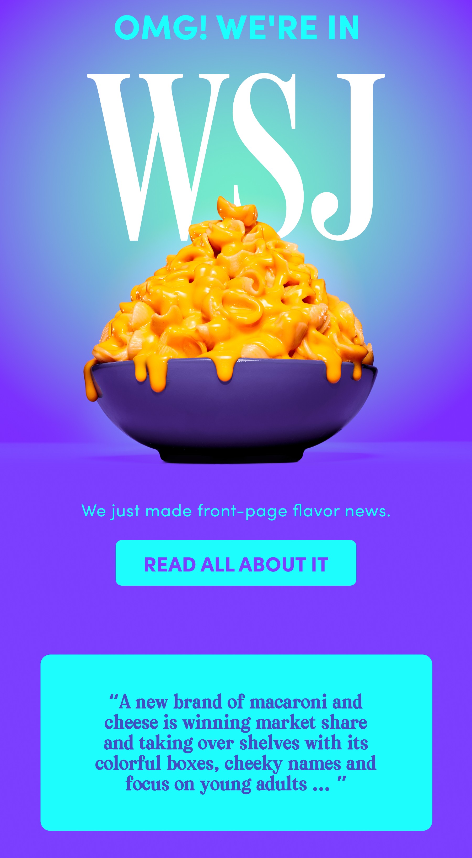 We just made front-page flavor news. | Read All About It
