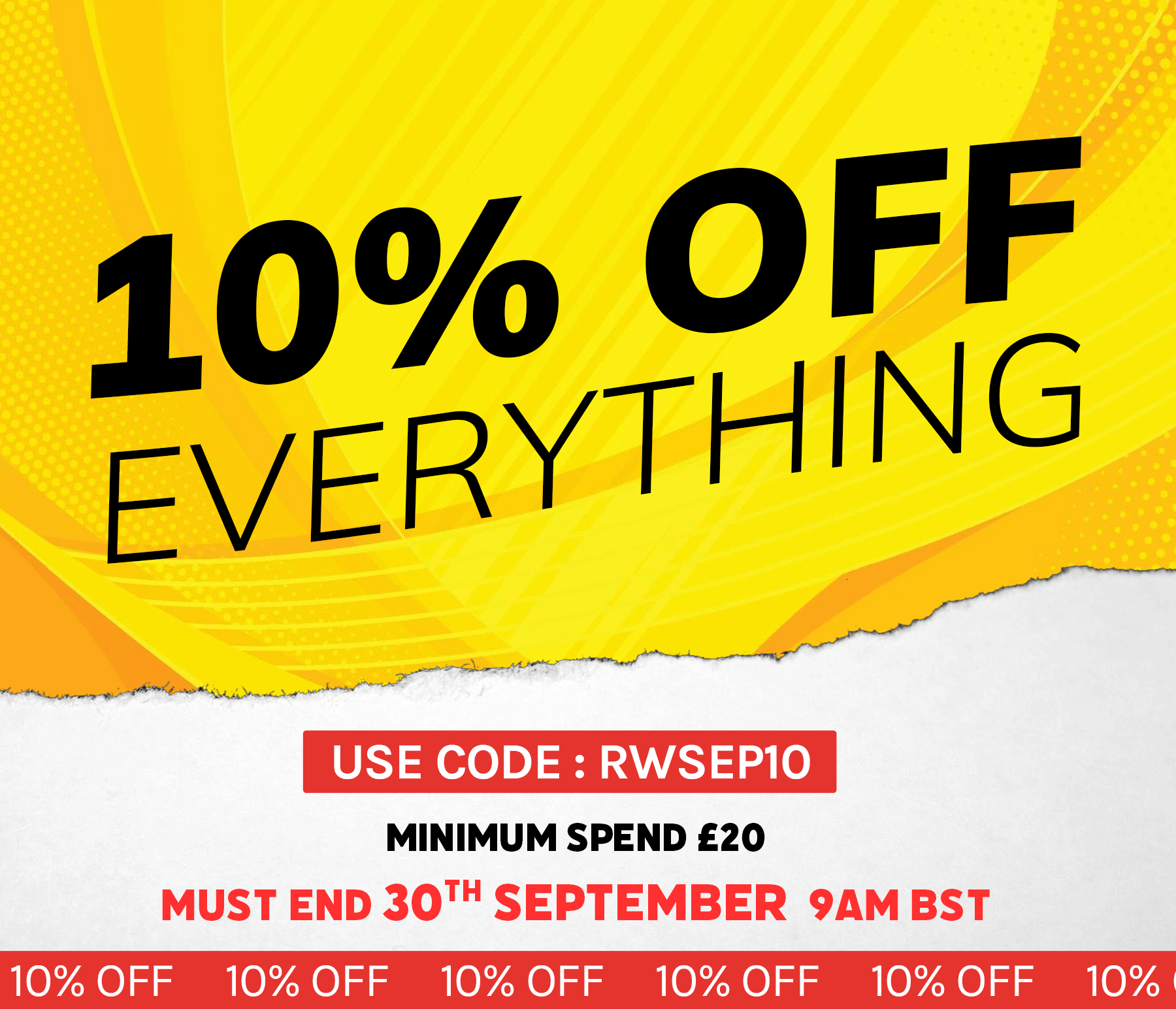 10% Off Everything When You Spend £20 or More. Use Code: <strong> <u>RWSEP10</strong></u><br>Ends 9AM BST Tuesday!