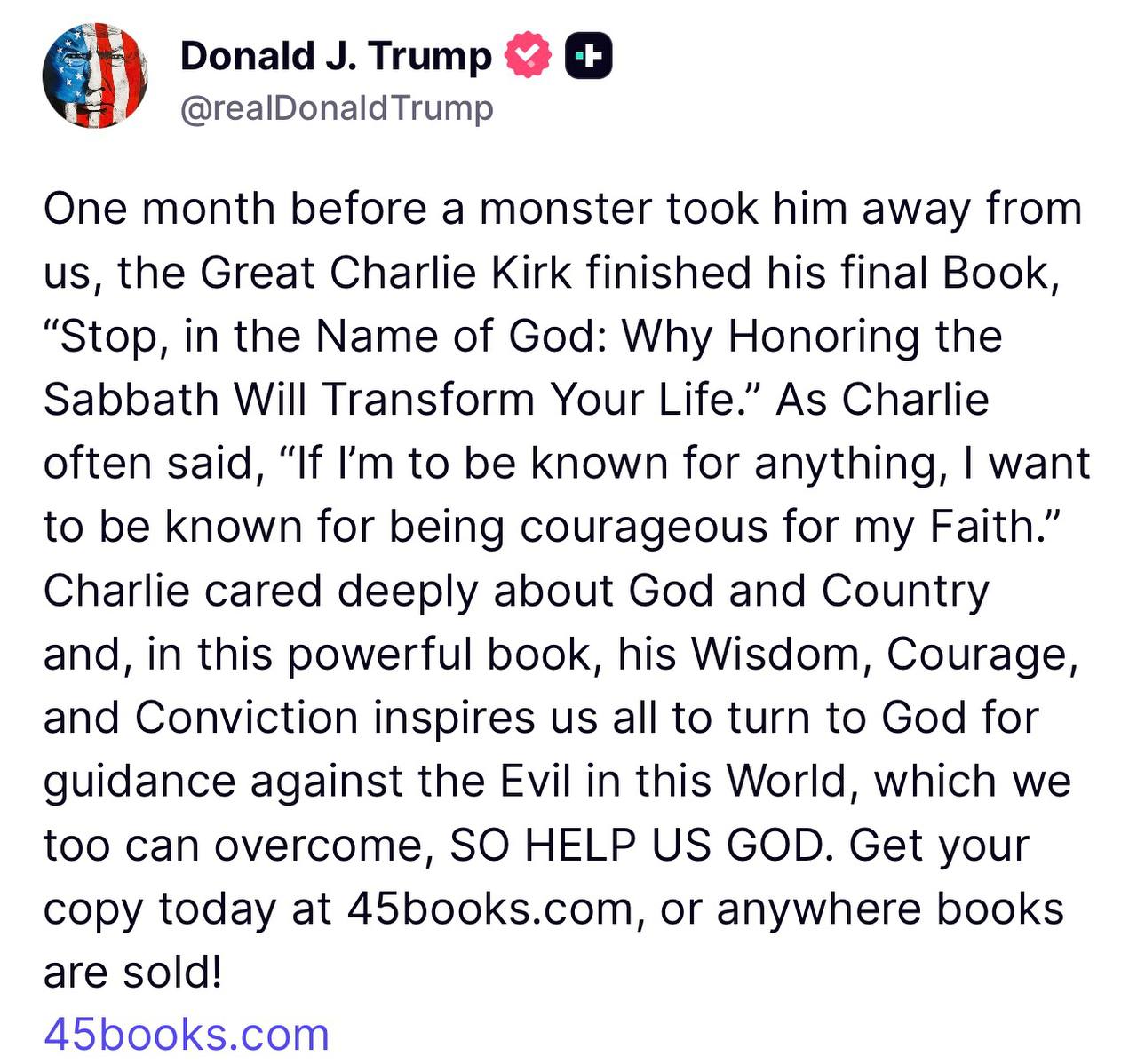 Trump Truth Social message