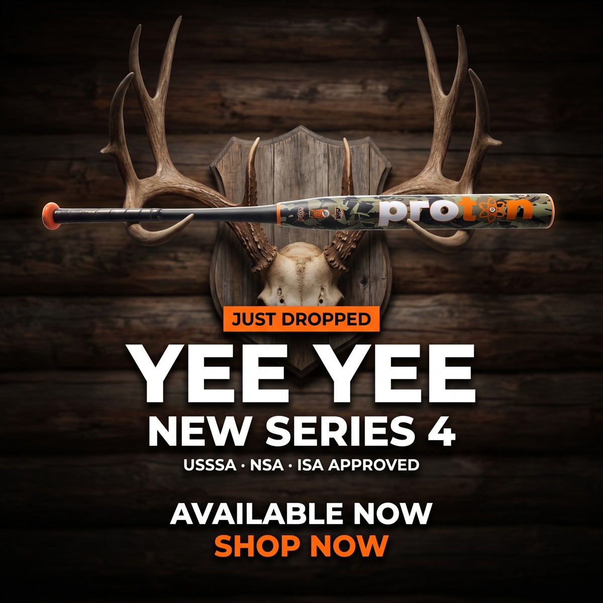 The Series 4 Yee Yee camo slow-pitch softball bat from Proton