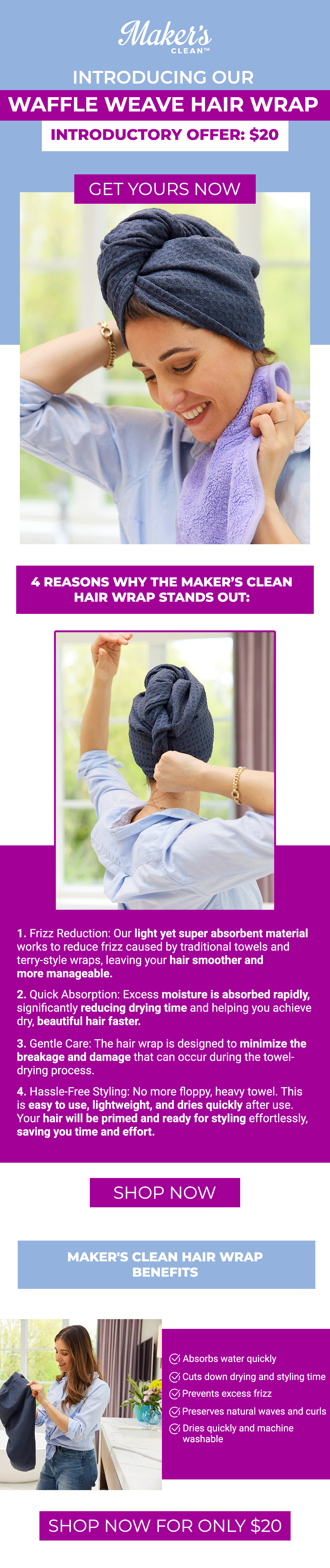 It's finally here! The Waffle Weave Hair Wrap 🌟 Maker's Clean