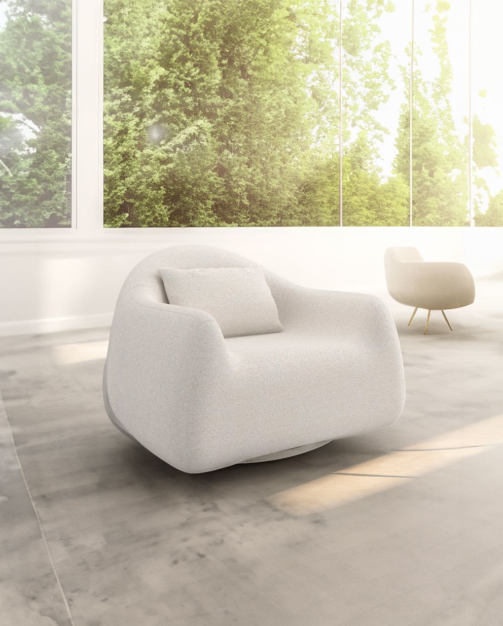 Bouclé Modern Swivel Chair | Caracole Serenity