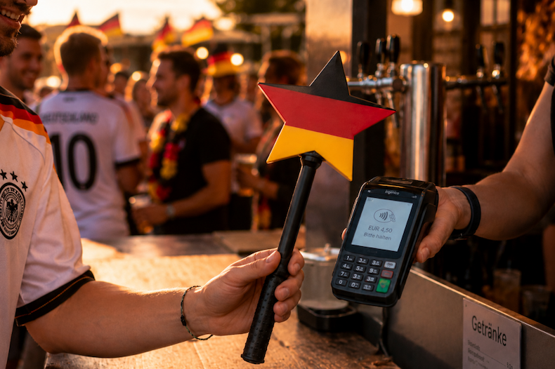 Held auf der Fanmeile mit dem PAGOPACE Zauberstab