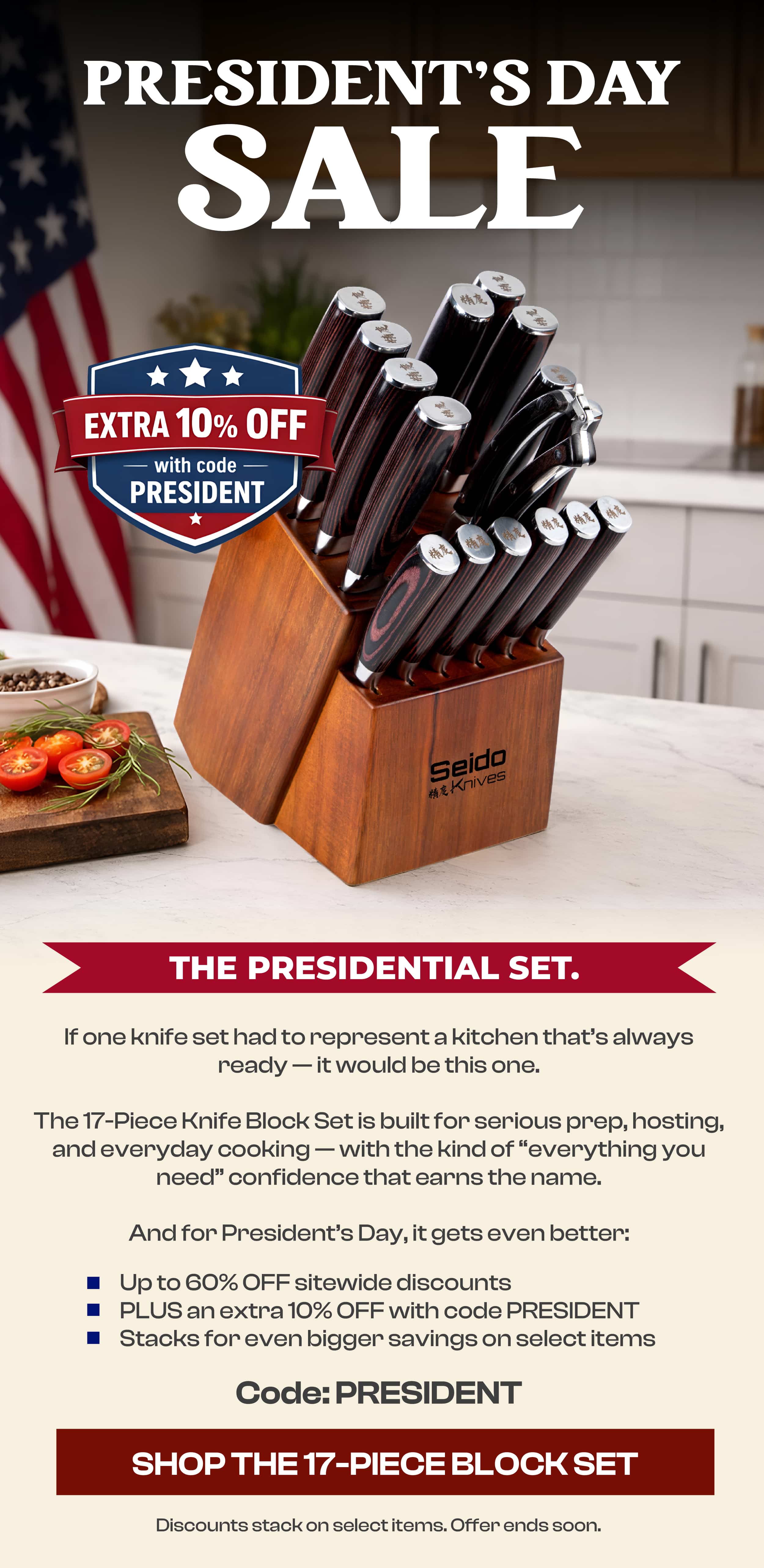 Up to 60% OFF on Japanese Chef Knives! + 10% OFF with code PRESIDENT