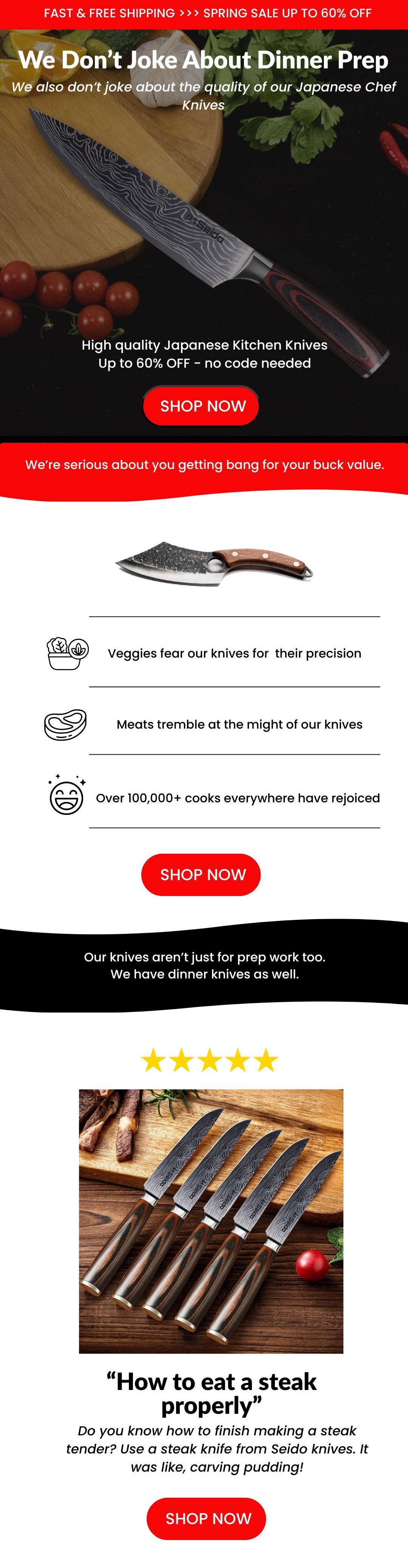 Up to 60% OFF all our japanese chef knives - best bang for the buck!