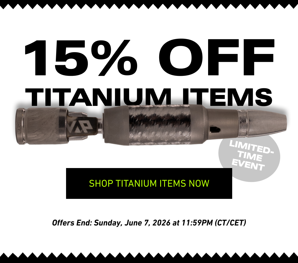15% off titanium items