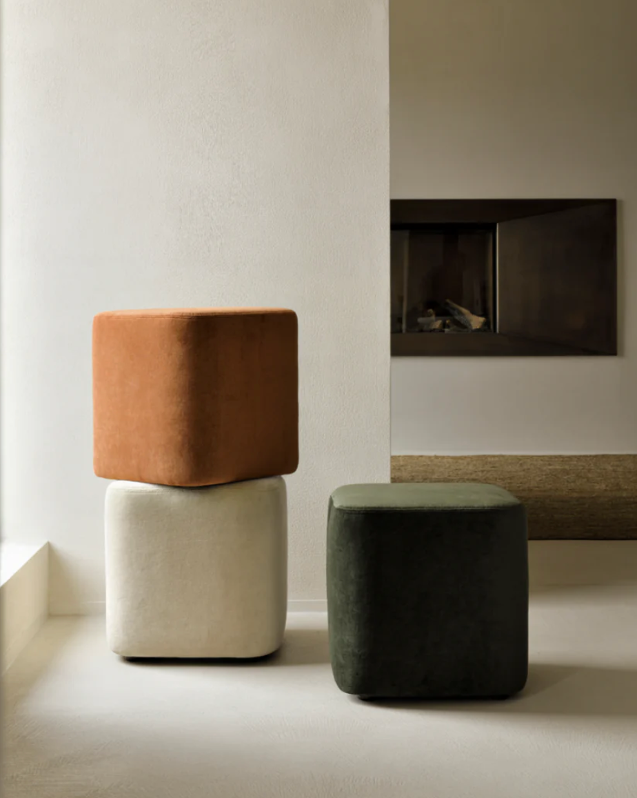 Velvet Minimalist Pouf | Ethnicraft Cube