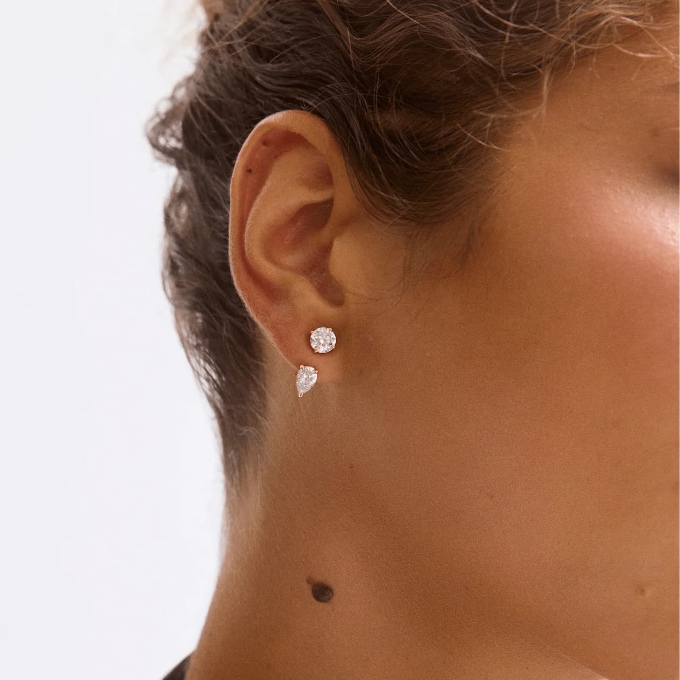 14K pear lab diamond earring jacket