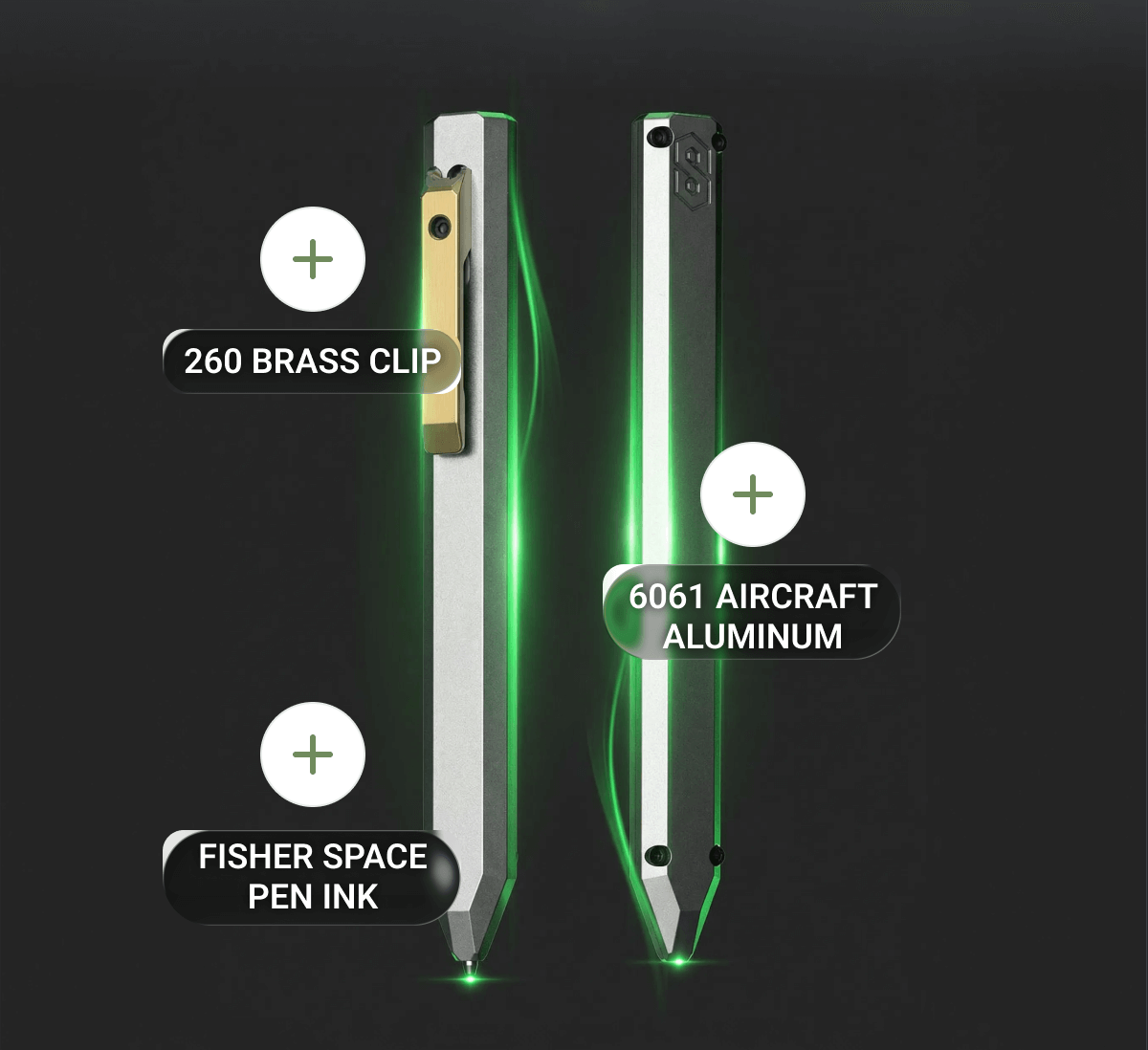 260 BRASS CLIP | 6061 AIRCRAFT ALUMINUM | FISHER SPACE PEN INK