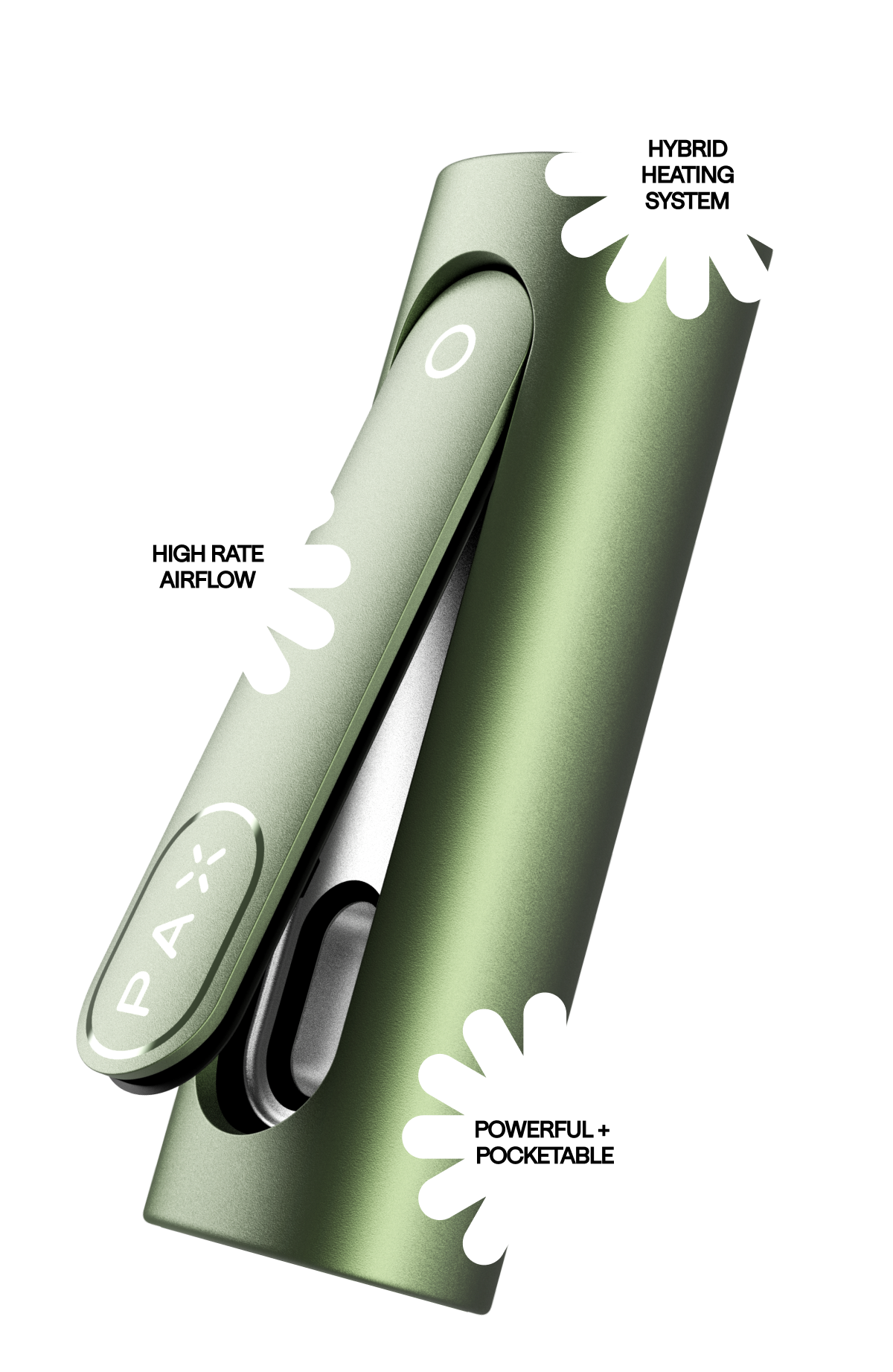 Green Vape. High Rate AirFlow. Powerful + Pocketable. Hybrid Heating System.