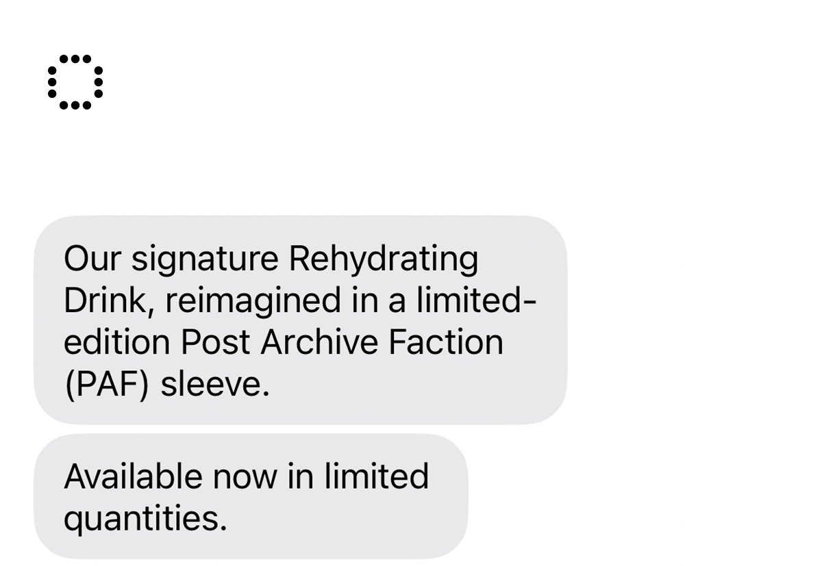 OEM + Post Archive Faction (PAF) Rehydrating Drink
