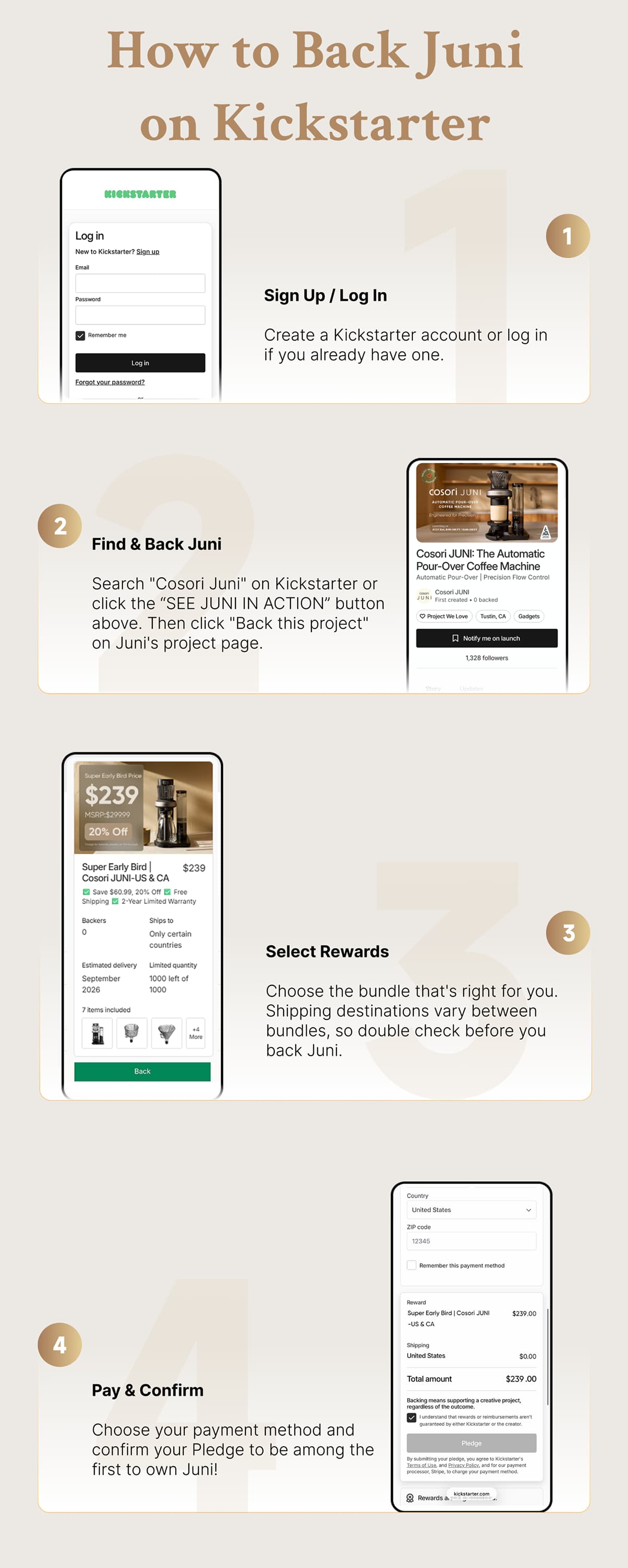 How to back Juni on kickstarter