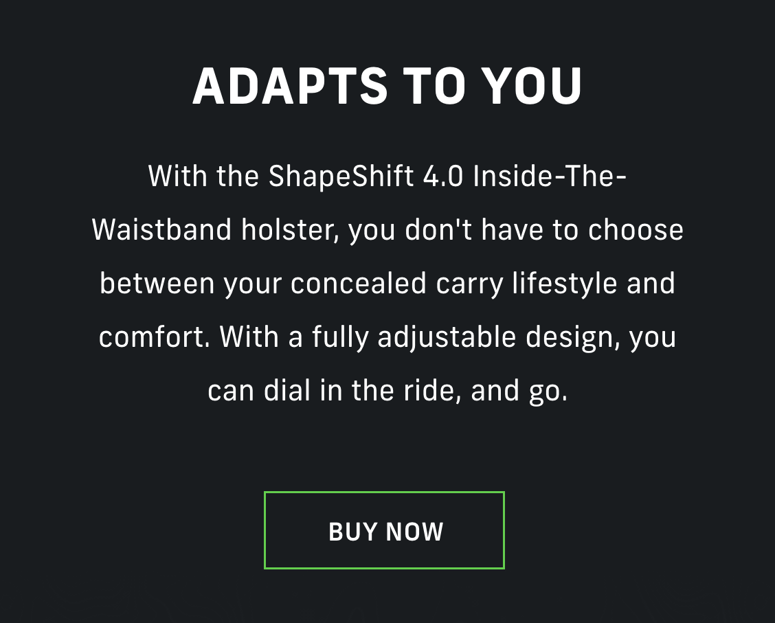 ShapeShift&reg; 4.0 IWB Holster | BUY NOW