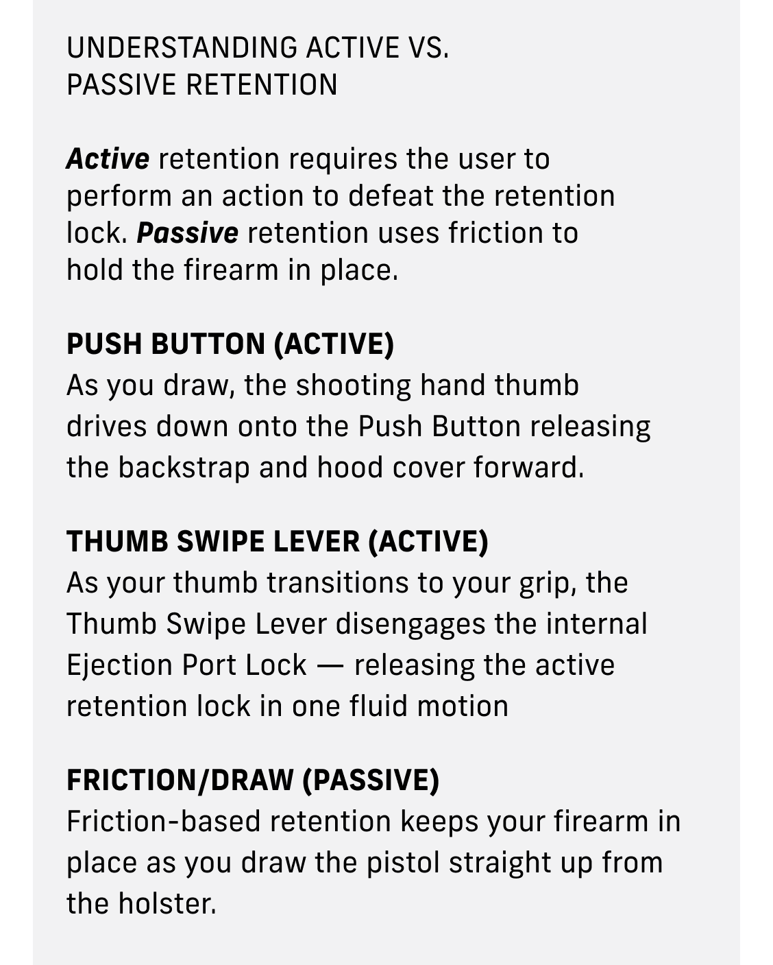 3 Levels of Retention; Active vs Passive Retention