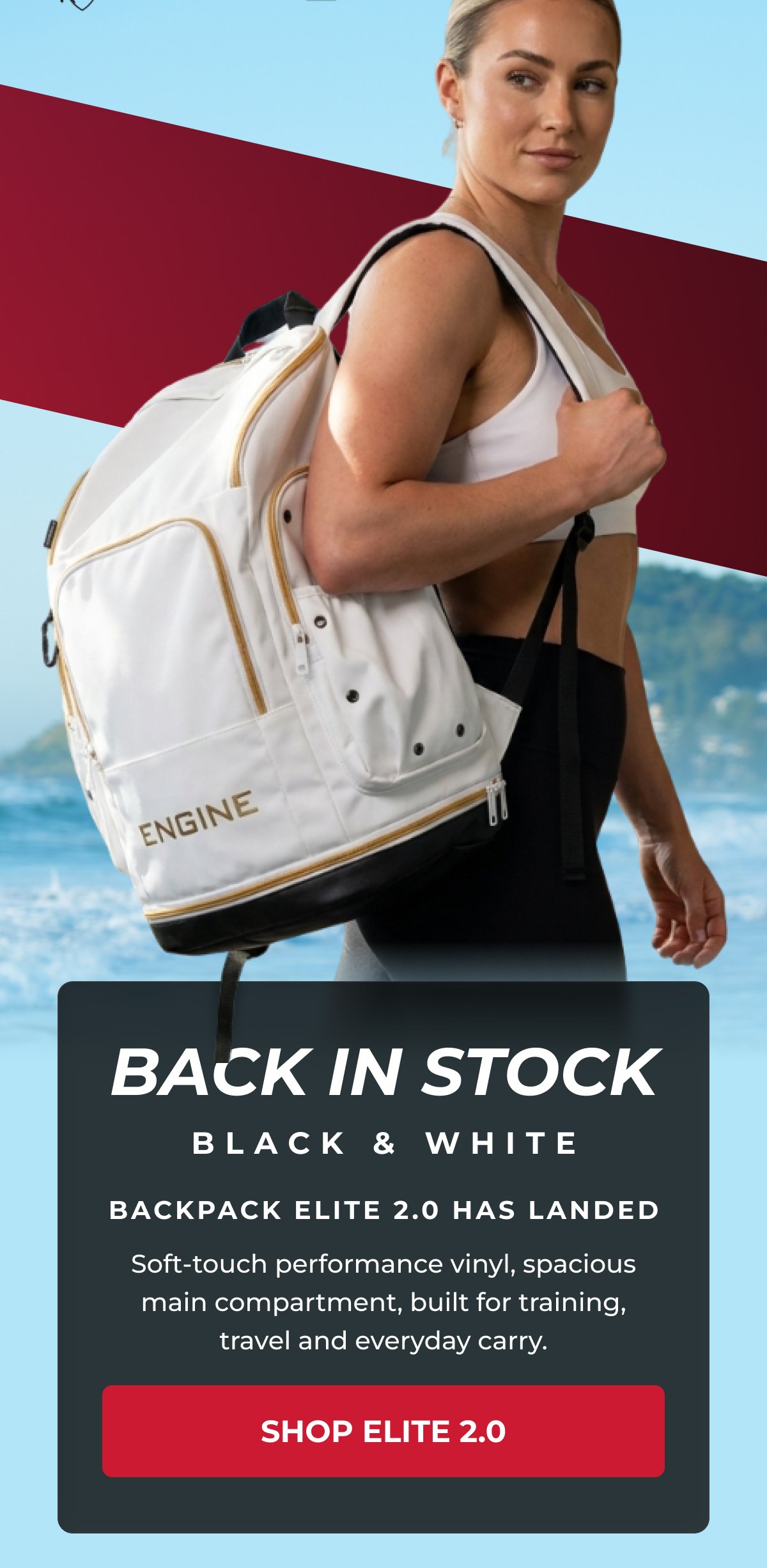 Back in stock black & white backpack elite 2.0 has landed Soft-touch performance vinyl, spacious main compartment, built for training, travel and…