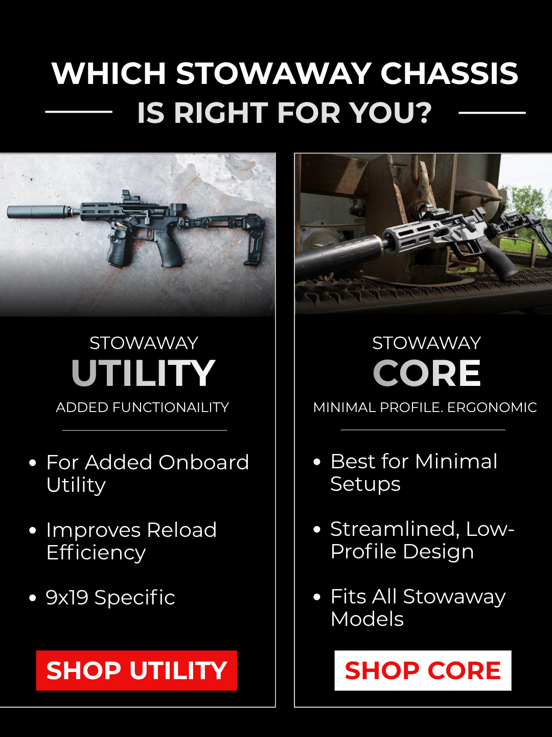 Stowaway chassis model comparison graphic Stowaway chassis model comparison graphic