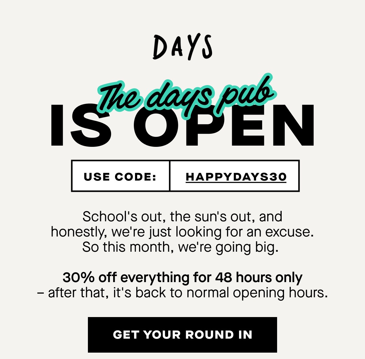 The days pub is open. Get your round in