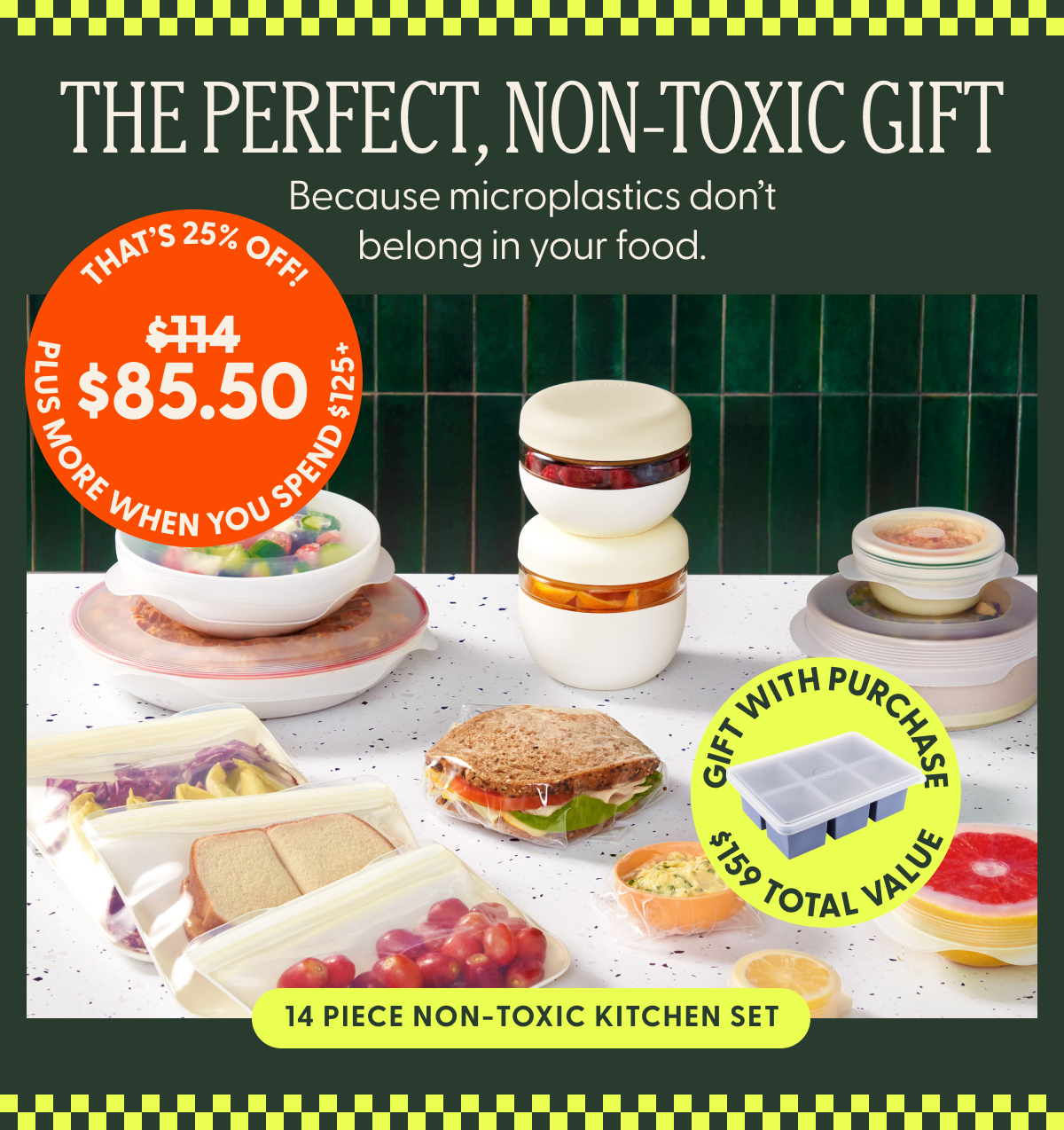 the perfect, non-toxic gift because microplastics don't belong in your food. 14 piece non-toxic kitchen set