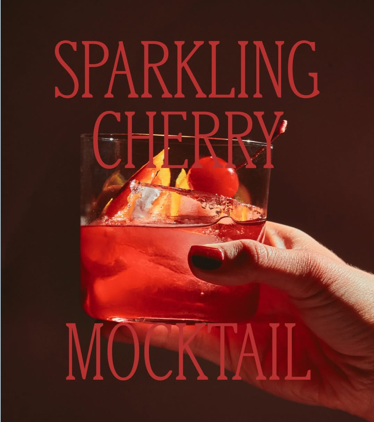 Sparkling Cherry Mocktail made with Extra Large Ice Cube Tray