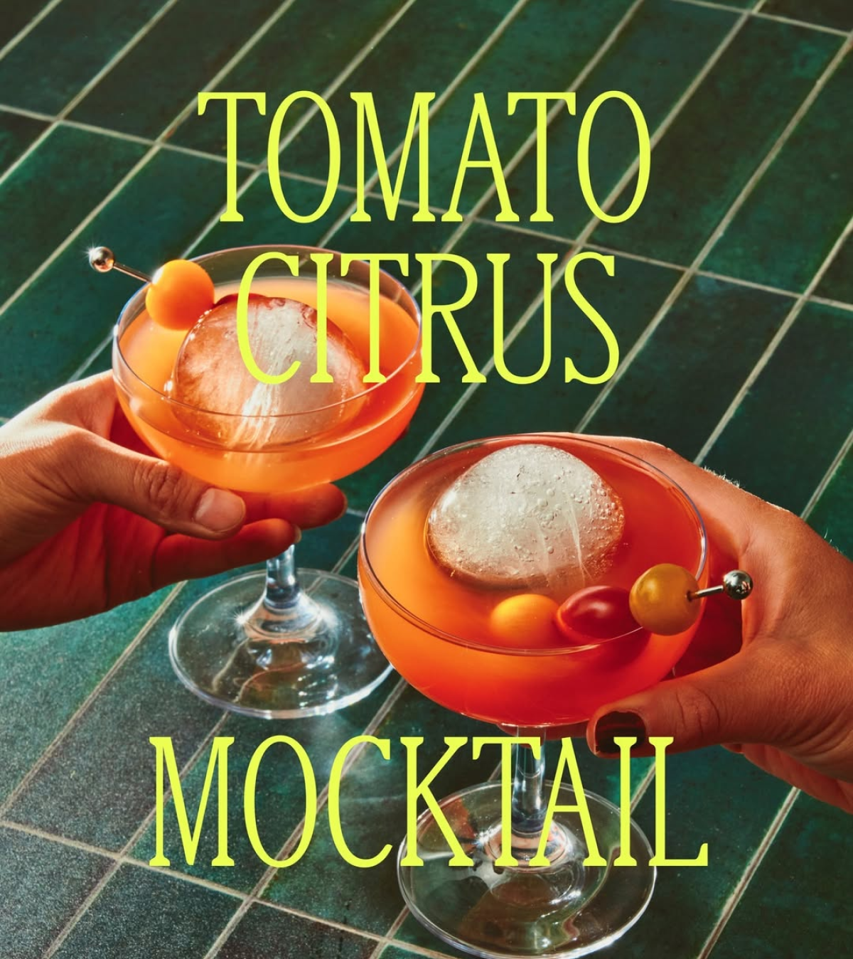Tomato Citrus Mocktail made with Sphere Ice Tray