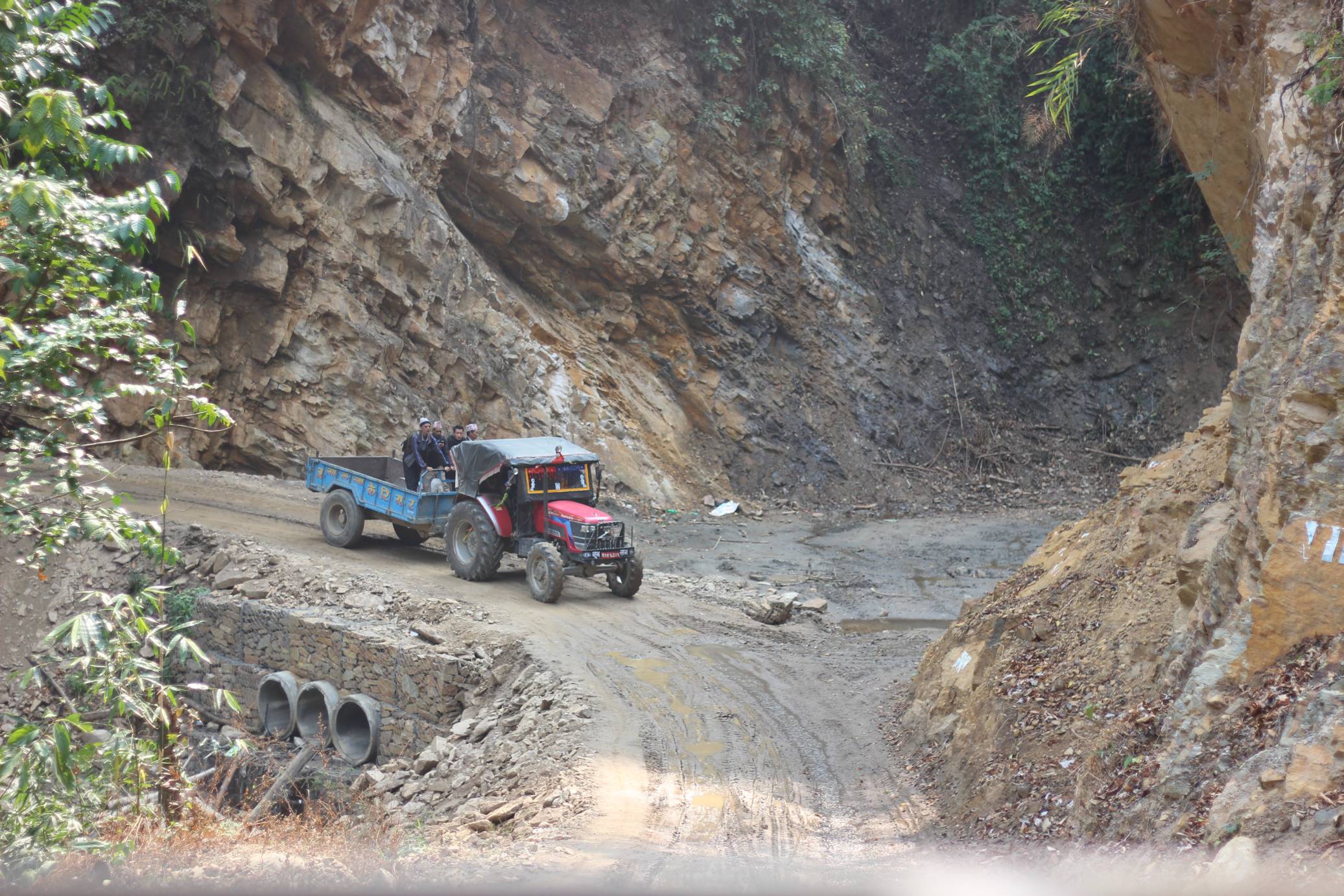 A Tractor on a Dangerous Section of the Road