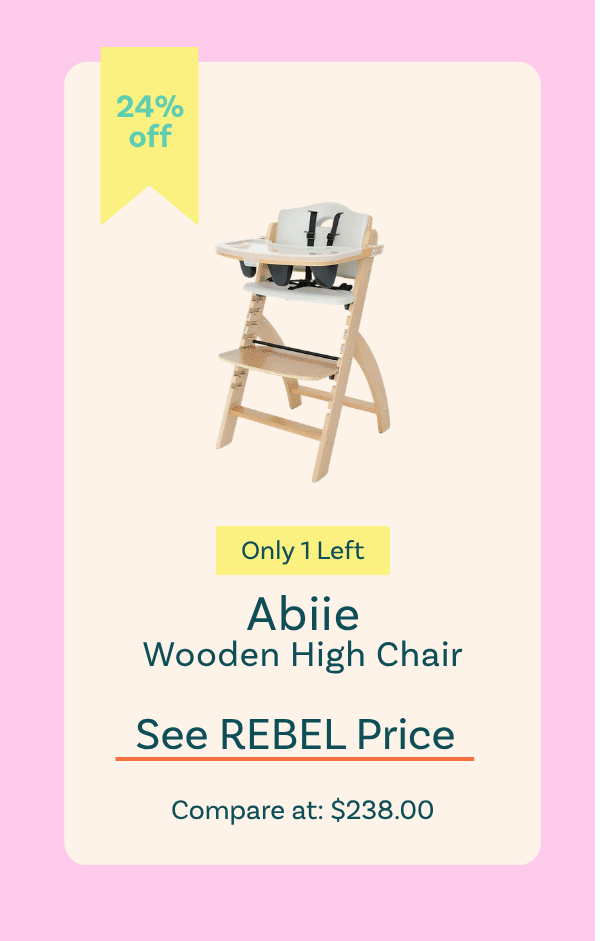 Abiie Wooden High Chair with Tray - Natural Wood - Dove Grey Cushion