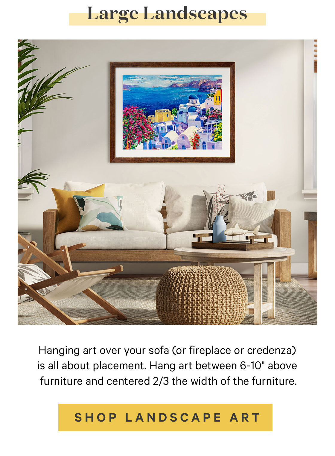 Perfect the art of hanging prints over your sofa. Art